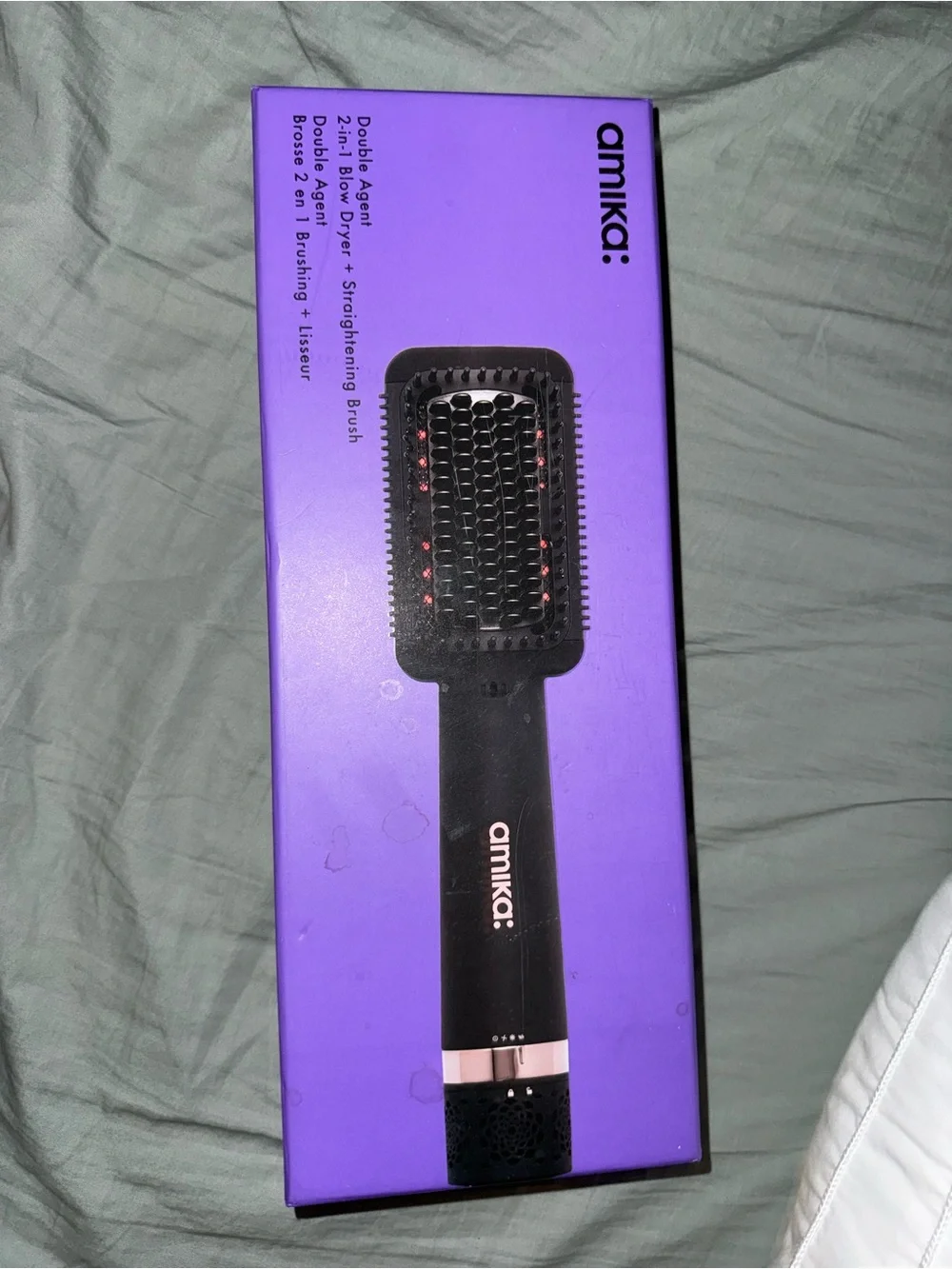 amika 2-in-1 Blow Dryer & Straightening Brush — Purple / Black